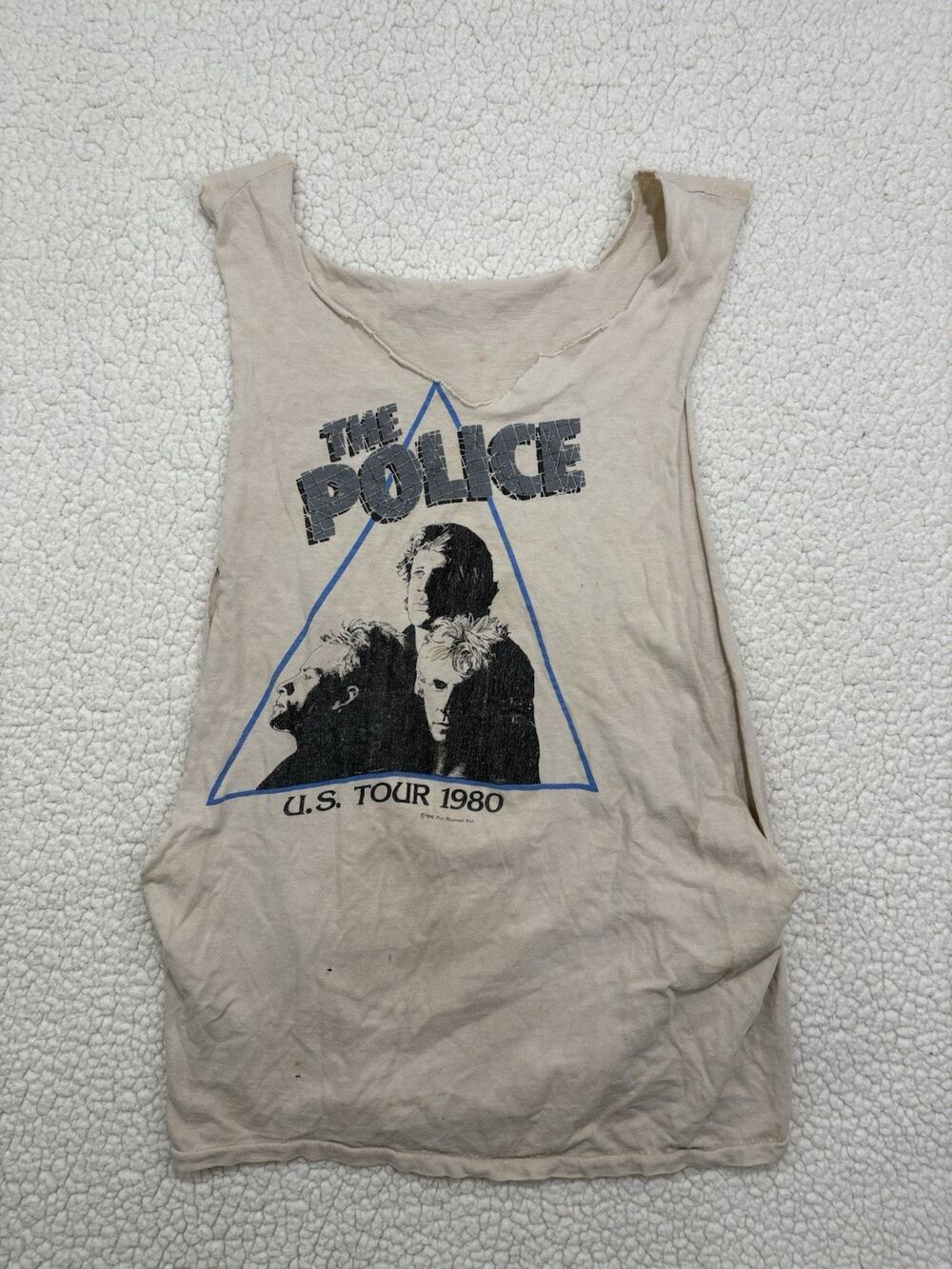 The‎ Police Shirt US Tour 1980 Mens Vintage Band Tee Thrashed Cutoff Muscle Tank